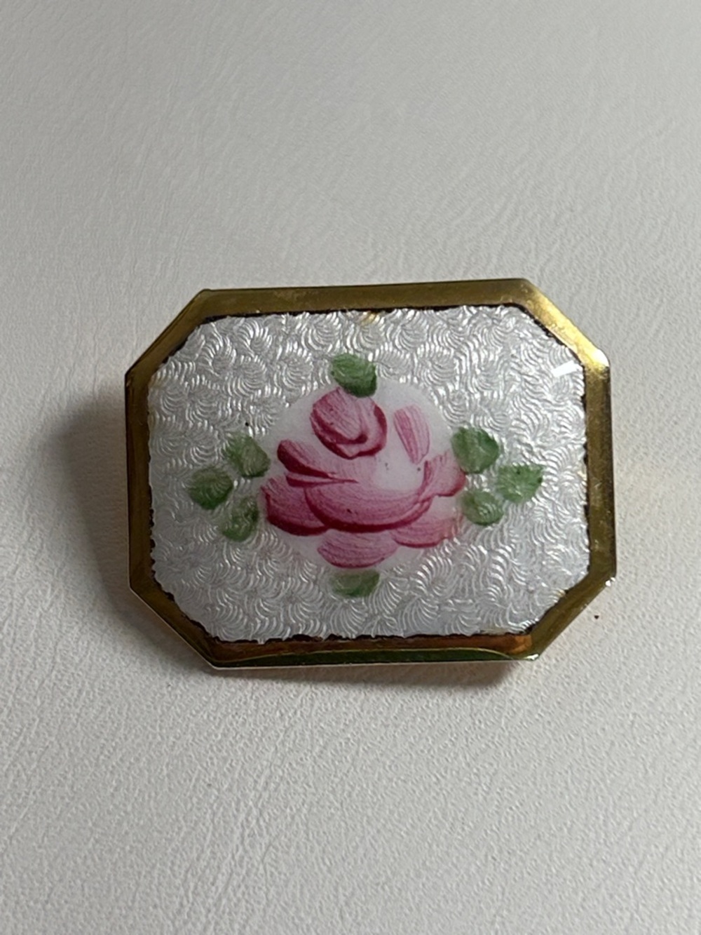 1960s Gilloché Delicate Pink Rose Enamel Brooch